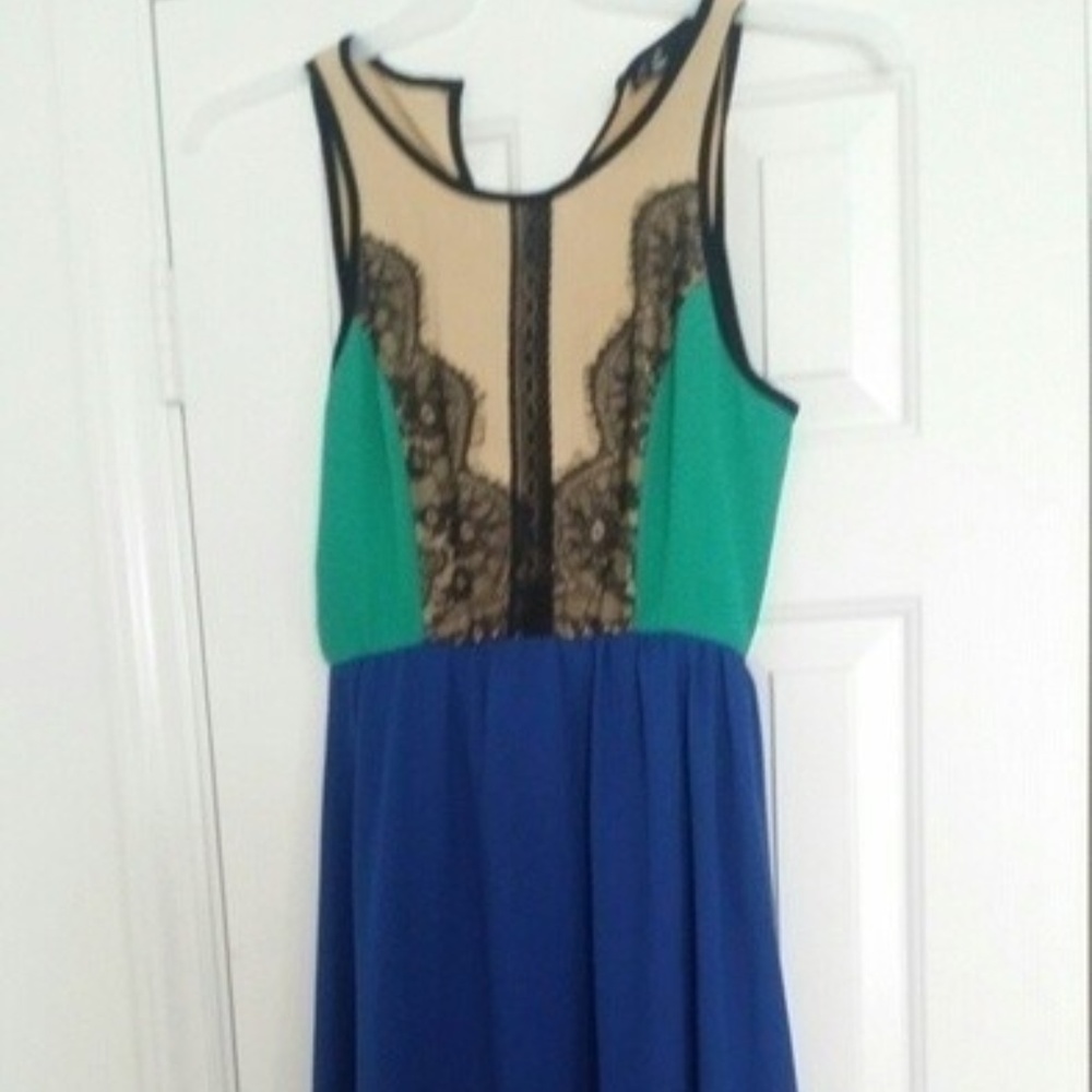 Blue/Green Asymmetrical Dress